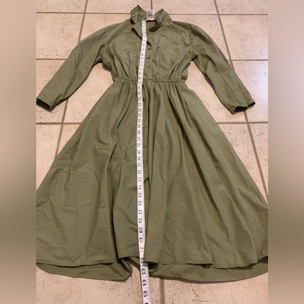 Vtg RAOUL Safari Utility Shirt Dress with Belt - Olive Green - Maxi- Soze 14 - Picture 6 of 8